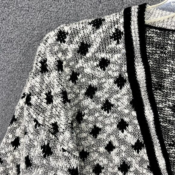 Design Studio Sweater Womens Medium Gray Black dots Cardigan Knit preppy - Picture 4 of 15